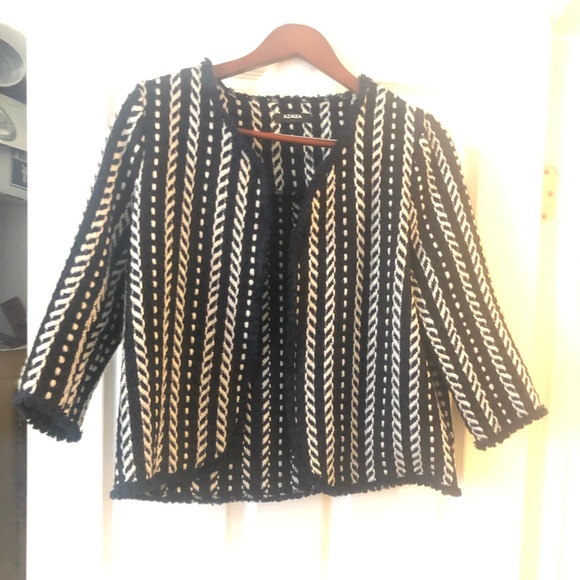 Woven Black Navy and White Chanel-style Jacaket - Picture 2 of 5